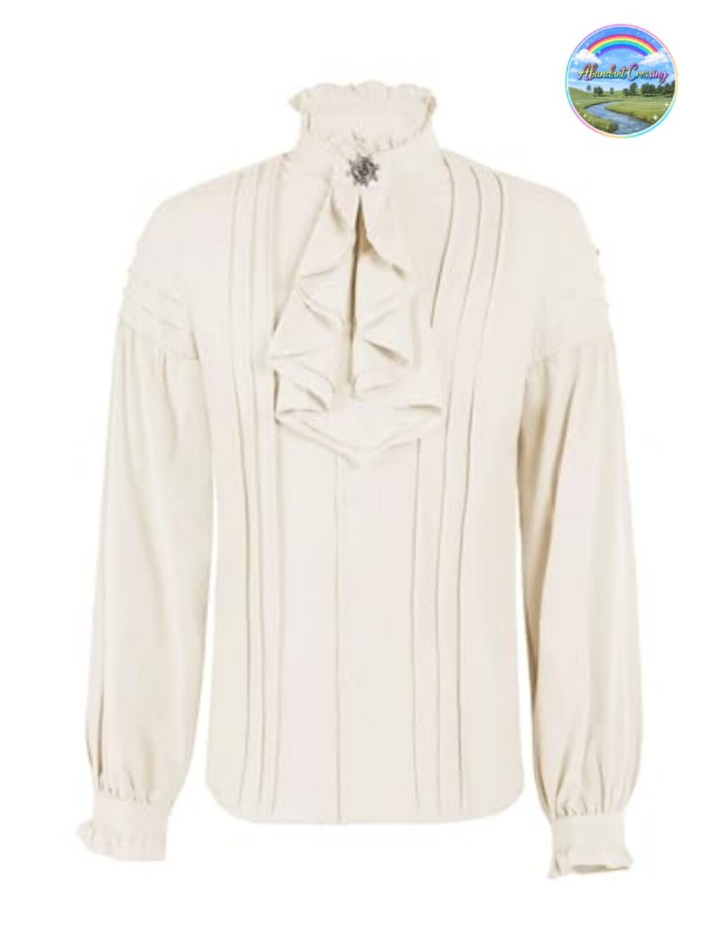 Mens Renaissance Poet Shirt Loose Fit Long Sleeve Ruffle Cuff Costume Top